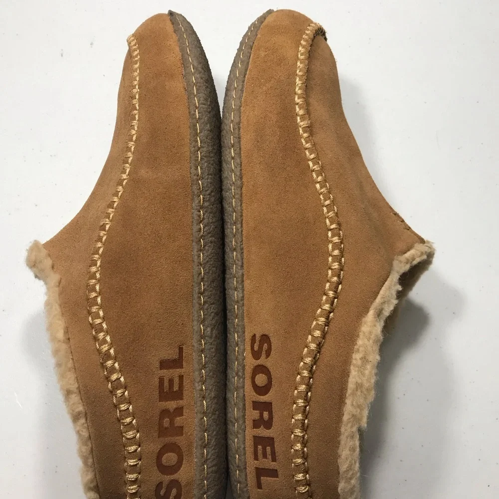 Sorel Suede Shearling Clog Slippers - Tan Size 12 SB-BB